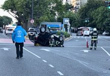 Choque múltiple y vuelco en Retiro: hay tres heridos, uno de gravedad