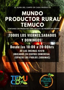 Municipalidad de Temuco invita a apoyar el mundo rural, a través, de la venta de productos locales, frescos y sustentables en toda la comuna